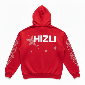 Sweat à capuche zippé vintage personnalisé avec strass, 100% coton, molleton lourd, surdimensionné, décontracté, streetwear pour homme - Product Image 4