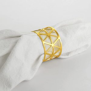 Gold Beaded Napkin Ring <b>Set</b> of <b>4</b> Classic <b>Round</b> Edge Design <b>for</b> Elegant <b>Dining</b> <b>Table</b> Presentation - Product Image 6