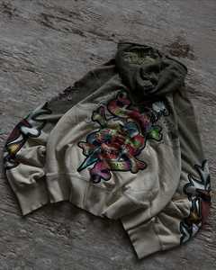 เสื้อฮู้ดผ้าคอตตอนลายสตรีทแวร์ผ้า450GSM 100% แบบวินเทจพิมพ์ลายสกรีนได้ตามต้องการ - Product Image 3