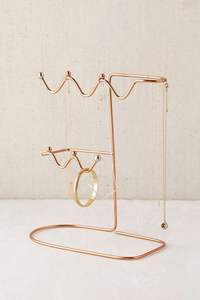 Gold Metal Jewelry Organizer Stand for Necklaces Bracelets <b>Earrings</b> Rings Storage Display with Multi-Level <b>Hooks</b> and Tray - Product Image 4
