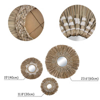 Miroir décoratif en jonc de mer naturel tissé en gros Décorations murales durables pour la maison Style bohème vintage Vietnam