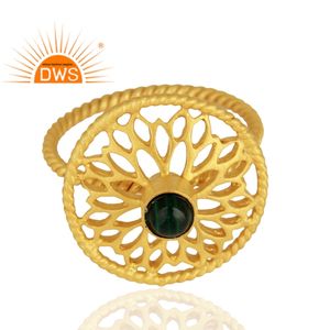 Meilleure vente bague empilable en argent sterling plaqué or 18 carats avec pierres précieuses naturelles en malachite Demi bijoux fins pour femme cadeau pour elle - Product Image 2