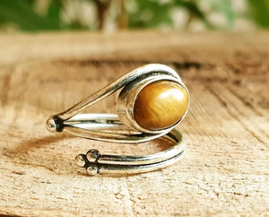 Nuevo anillo ajustable de Plata de Ley 925 con ojo de tigre de piedra Natural Popular, joyería de alta calidad, anillo de estilo bohemio hecho a mano - Product Image 5