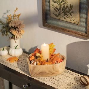 Natural wooden dough bowl for <b>table</b> <b>centerpiece</b> hot selling wood candle filled bowls export order - Product Image 6