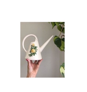 Bidon d'eau galvanisé fabriqué à la main avec des détails floraux en émail exquis parfait pour arroser les plantes et améliorer le décor - Product Image 2