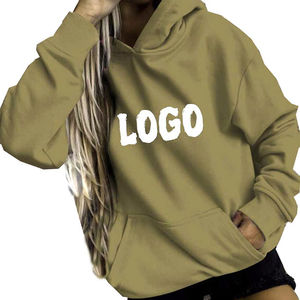 Sudadera con capucha para mujer, sudaderas con capucha informales personalizadas para mujer, jersey liso de manga larga, sudadera holgada superior con bolsillo sin cordón - Product Image 2