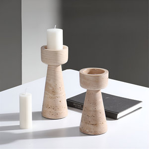 Portavelas de piedra travertino moderno elegante, decoración de piedra Natural para el hogar, oficina, ocasiones especiales, Idea de regalo única hecha a mano - Product Image 2