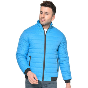 Sky Blue Unisex Winter Streetwear Canvas <b>Thin</b> Stand Collar Puffer <b>Jackets</b> Front Logo <b>Waterproof</b> Windproof Best Quality 2025 - Product Image 1