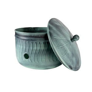 Bol à tuyau d'arrosage en métal finition cuivre antique avec couvercle pour l'arrosage des plantes à la maison et au jardin, bol décoratif en métal pour tuyau d'arrosage de jardin - Product Image 5