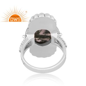 Anillo de declaración de piedras preciosas de ágata de musgo verde Natural de plata de ley oxidada más vendida, joyería para mujer, regalo para ella - Product Image 4