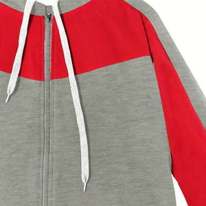 <b>Women</b> <b>Grey</b> Red Color Block <b>Tracksuit</b> Zip Up Hoodie and Jogger Pants Two Piece Casual Trackstar OEM Private Label - Product Image 3