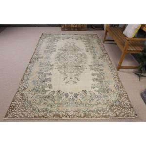 Turkish Vintage Rug, Large 5.6x9.3 ft (170x283 cm) Rug, <b>Brown</b> Floral <b>Wool</b> Rug - Product Image 1