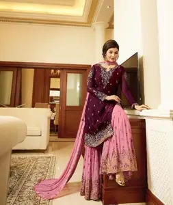 新款上市高品质时尚萨尔瓦·卡梅兹印度和巴基斯坦设计师服装印度民族女士派对服装