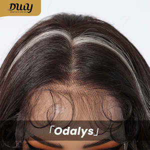Odalys -DWY Nueva Llegada 134 Peluca de Encaje Frontal con Parte Libre, Larga y Rizada, Marrón Natural con Reflejos Blancos, Peluca de Bebé en Oferta - Product Image 6