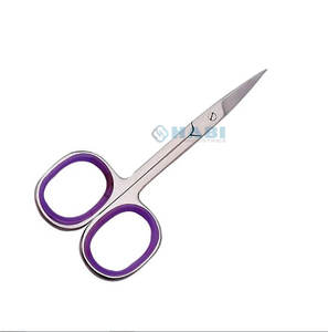 Tijeras alemanas de acero inoxidable para manicura y pedicura de 4 pulgadas con acabado satinado, Punta extrafina, curva afilada, logotipo personalizado de belleza - Product Image 1