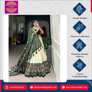 Lehenga choli พิมพ์ลายปาโตลาผ้าไหมทัสซาร์อินเดียหรูหราทันสมัยสำหรับงานเลี้ยงงานแต่งงานในโอกาสพิเศษ - Product Image 5