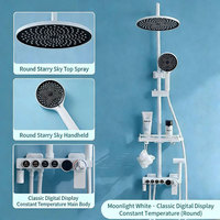 Mitigeur de douche thermostatique Tieba en céramique brossée et acier inoxydable avec barre coulissante, pommeau de douche rectangulaire à effet pluie et jet de massage pour hôtel
