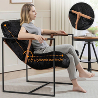 Chaise d'appoint moelleuse fauteuil spacieux avec rembourrage en mousse et cadre en métal, idéal pour le salon, la chambre à coucher, la lecture