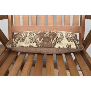 Almohada de lana de retazos Ikat Vintage Beige, almohada decorativa de 8x16 pulgadas con técnica tejida y estilo acolchado para sofás - Product Image 4