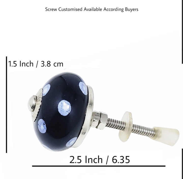 Hot Selling White Polka Dots Black Ceramic Knobs Industrial Drawer Cabinet Handle Pulls for Kitchen Wardrobe Bedroom-CK 558