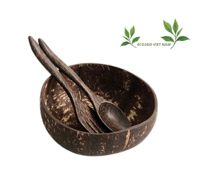 Bol en coquille de noix de coco fait à la main à partir de 100% logo laser gravé en matériau de noix de coco échantillon personnalisé et gratuit à seulement Eco2go Vietnam - Product Image 3