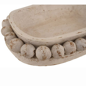 Bougie de bol ovale perlé de haute qualité Bol en argile en bois d'acacia Nouveau design bols en bois avec chaîne de perles fabriqués au Vietnam - Product Image 2