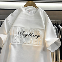 T-shirt en coton 100% tricoté, coupe classique pour homme, avec motif 3D en relief, design graphique vintage, écologique, séchage rapide