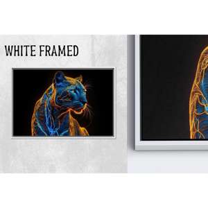 Art mural en verre Panther : impression animalière surréaliste, toile imprimée pour décoration de mariage, toile encadrée blanche 1P - Product Image 1