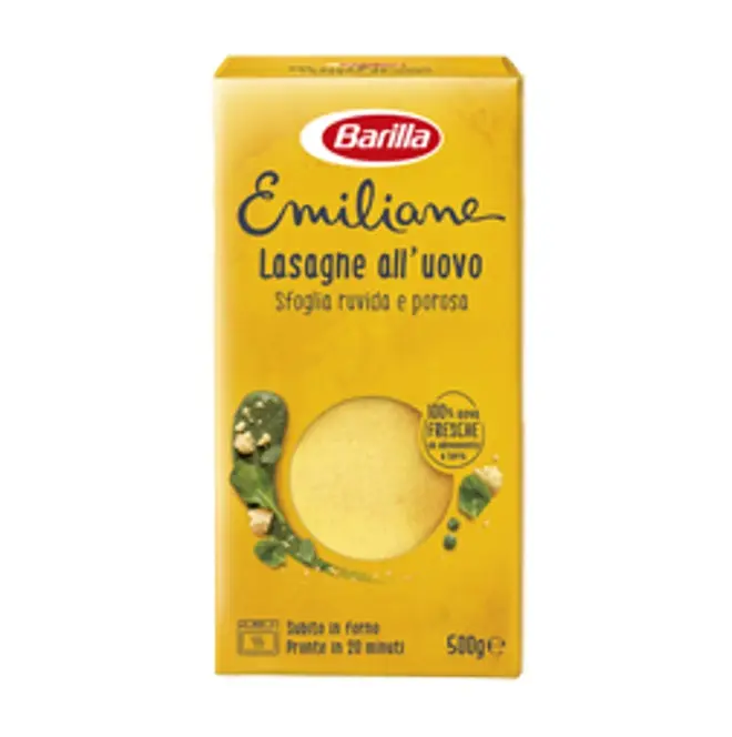 La migliore vendita di qualità Export Natural Organic Pure Italian Barilla Lasagne con uovo 500 gx15 Pasta dal venditore all'ingrosso