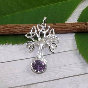 Tendance 925 Sterling Silver Améthyste Gemstone Pendentif Collier Rhodium Plaqué Cadeau De Mariage Bijoux pour Aimés Timbré 925 - Product Image 5