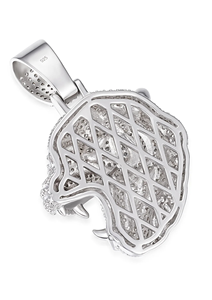 Colgante de Cabeza de Tigre Feroz en Oro de 14K y Chapado en Rodio con Detalles de Moissanita para Fiestas - Product Image 4