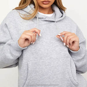 2022 estilo caliente personalizado de gran tamaño Slouchy Fit invierno de talla grande polar transpirable bolsillo frontal pulóver Sudadera con capucha para mujer - Product Image 3
