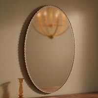 Miroir mural ovale décoratif en bois, cadre en bois vintage, miroir d'appoint rustique, style campagnard français, pour entrée, salle de bain, hôtel
