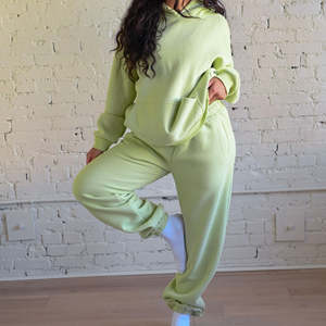 Conjunto Deportivo de Alta Calidad, Sudadera con Capucha de Manga Larga y Pantalones Largos de Felpa de 340 g/m², Color Sólido, Estilo Informal para Invierno - Product Image 2