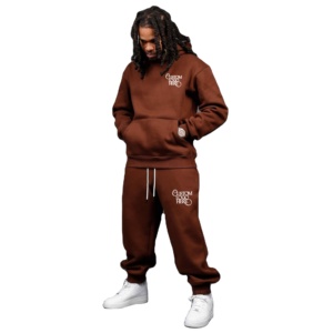 French Terry Heavyweight Sweatsuits Mens High Quality Cotton Oversized Hoodie and Sweatpants <b>Set</b> Custom Tracksuits for Men - Product Image 1