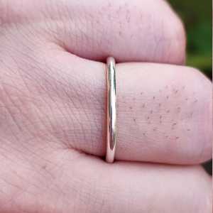 925 Sterling Silver Elegant Unique 2.0 mm <b>Dainty</b> Plain Minimalist Handmade <b>Ring</b> Band Stackable Jewelry with Rhodium Plating - Product Image 1
