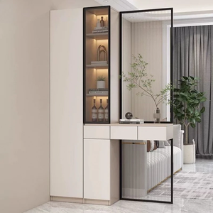 Meuble à chaussures d'entrée en bois massif, avec écran de séparation intégré, pour salon, meuble à vin de luxe, style moderne et minimaliste - Product Image 2