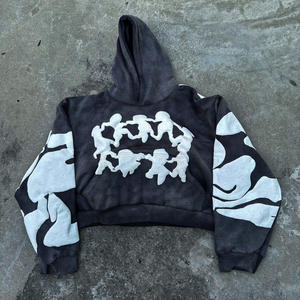 Derniers sweats à capuche délavés pour hommes pull vintage sweat à capuche en coton sweats à capuche décontractés à imprimé bouffant - Product Image 1