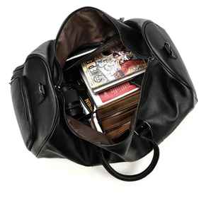 La mejor bolsa de lona de viaje Vintage para hombre, compartimento de almacenamiento de cuero suave con cierre de cremallera - Product Image 5