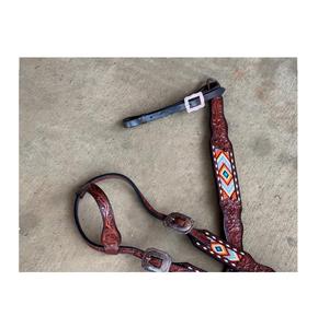 Ensemble de harnais et collier de poitrail en cuir marron de qualité supérieure avec boucle ardillon de créateur, motif floral, pour l'équitation HORZE - Vente chaude - Product Image 2