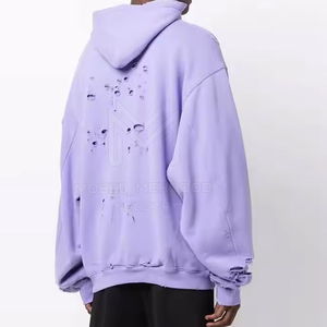 Sudadera con capucha de calle alta de invierno para hombre Patrón desgastado con poliéster sólido cálido/Material de algodón Cuello sólido con capucha - Product Image 4