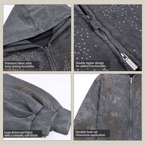 Nouveau Hoodie Hiver 2026 Brodé Streetwear Effet Vieilli Double Fermeture Éclair Qualité Supérieure Style Confortable Prix Usine - Product Image 5