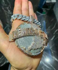 6 Ct Tester Pass Real Moissanite Colgante de letra personalizada para hombre Plata de Ley 925 - Product Image 6