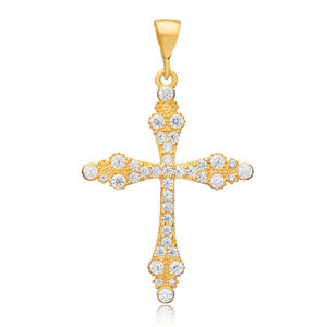 Vente en gros de pendentif à breloque en argent sterling 925 avec croix CZ Religieux Bijoux fins Bijoux artisanaux en gros - Product Image 1