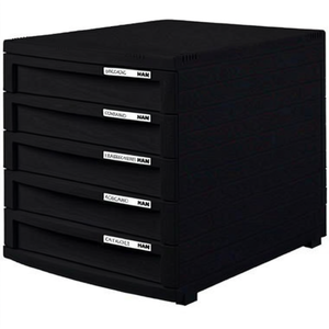 HAN CONTUR 5-<b>Drawer</b> Desktop Organizer Black Housing and <b>Drawer</b> Color Polystyrene <b>Drawers</b> for DIN A4 B4 C4-Black HAN - Product Image 3