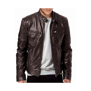 Vente en gros et à bas prix de vestes en cuir pour hommes veste en cuir véritable pour hommes coupe ajustée - Product Image 3