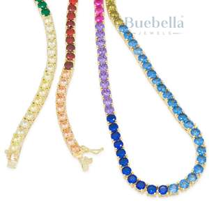 Hot Selling 925 <b>Silver</b> Plated 4mm Moissanite Diamond Spectrum Hiphop Style Prong Set <b>Tennis</b> Chain for Men Women <b>Necklaces</b> - Product Image 2