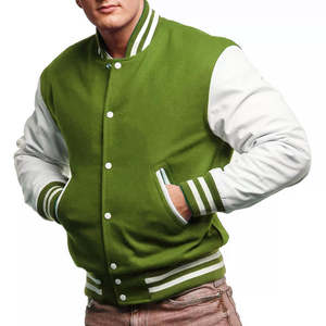 Blouson Bomber en Satin Polyester Grande Taille de Haute Qualité Vert Aigle et Blanc Contrastant Nouveau Design Meilleure Vente Pour Hommes et Femmes - Product Image 4