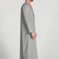 Qamis/Jubba arabe décontracté pour homme de qualité supérieure, nouveau design élégant et vintage, brodé, col montant, longueur cheville, pour l'Aïd