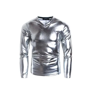 เสื้อแขนสั้นสำหรับผู้ชายไซส์ใหญ่พิเศษแฟชั่นฤดูใบไม้ร่วงผ้าหนังระบายอากาศพิมพ์ลายโลโก้ตามสั่ง - Product Image 3